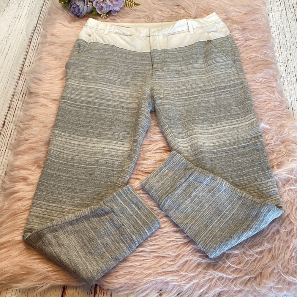 Derek Lam 10 Crosby Heather Grey White Waistband Crop Jogger Pants